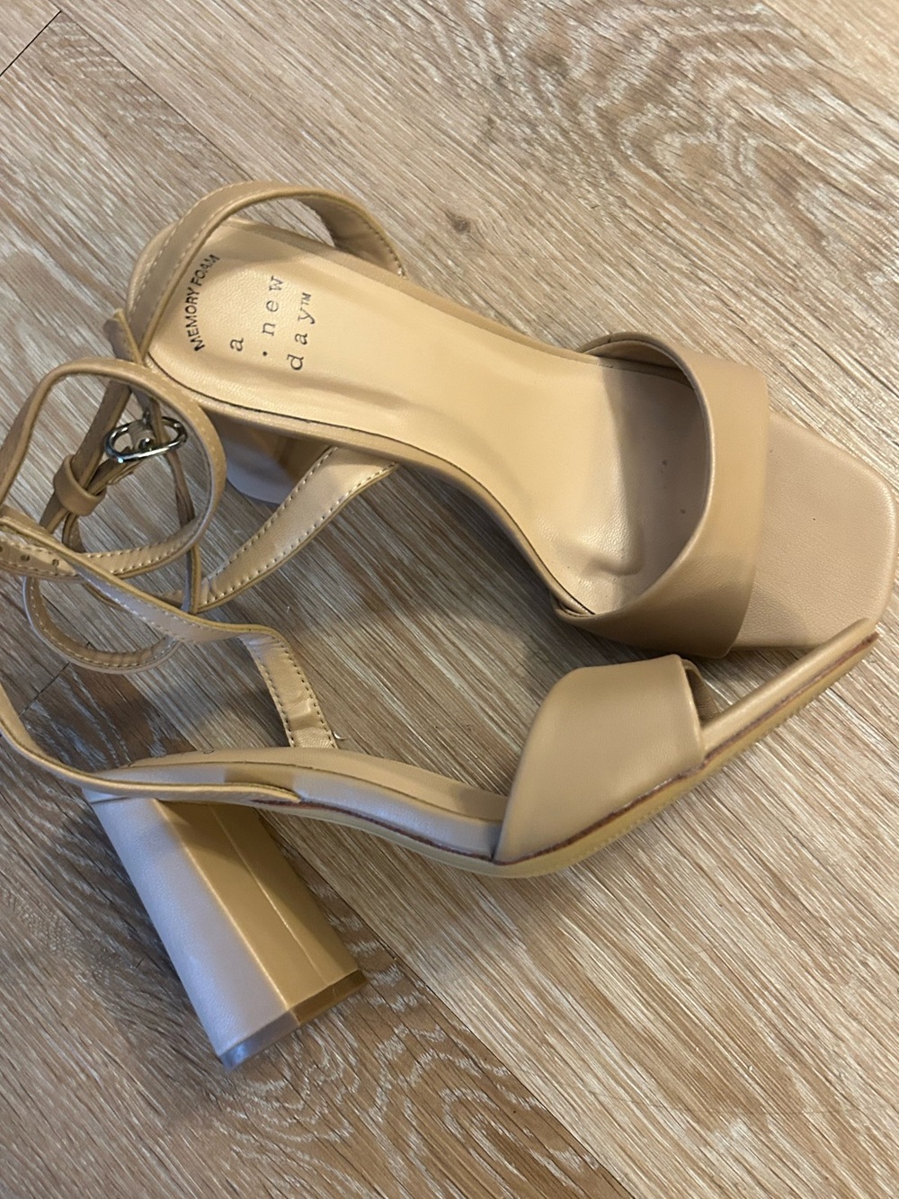 a new day Tan Block Heel Ankle-Strap Sandals